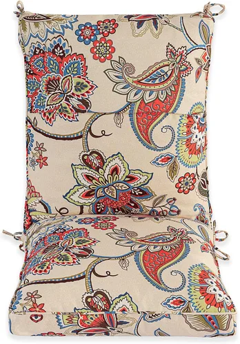 Miniatura 3 de Juego de 4 cojines para sillas de comedor al aire libre, cómodos cojines para asientos de patio, 44 x 21 x 4.5 pulgadas, ribete individual y floral