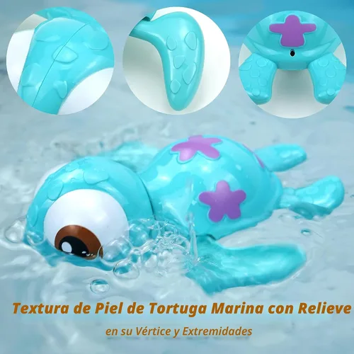 Miniatura 4 de DUCKBOXX XX Juguete de baño de tortugas marinas de viento, sin batería, sin molde, antióxido, juguete interactivo Montessori para niños de 18 meses