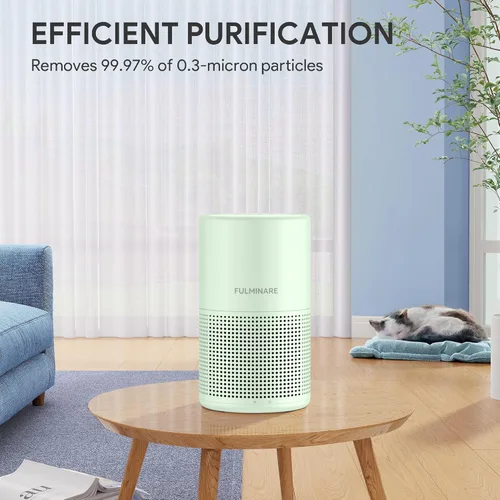 Miniatura 9 de FULMINARE Purificadores de aire para el hogar dormitorio H13 HEPA purificador de aire, 3 velocidades, temporizador, 24 dB, pequeño mini purificador