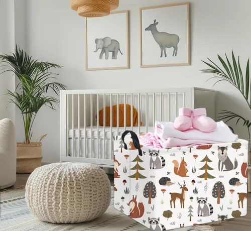 Miniatura 4 de Cesta de regalo rectangular para almacenamiento de niños; lindo organizador de juguetes para estante, libro y decoración de habitación (Animal)