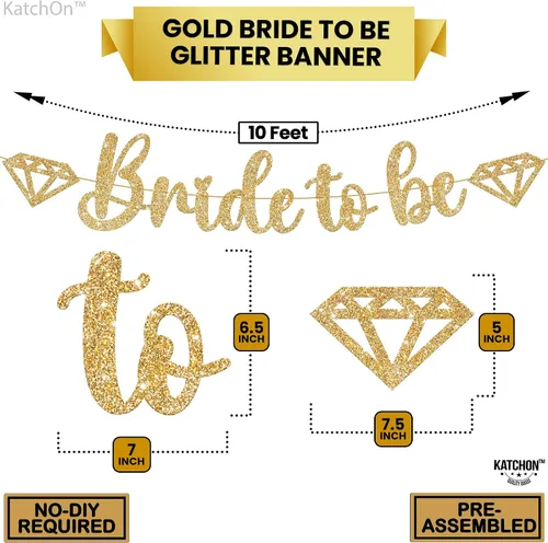 Miniatura 4 de KatchOn, Cartel dorado con purpurina de la novia para ser – 10 pies, sin bricolaje Cartel dorado de la novia para ser Decoración de despedida
