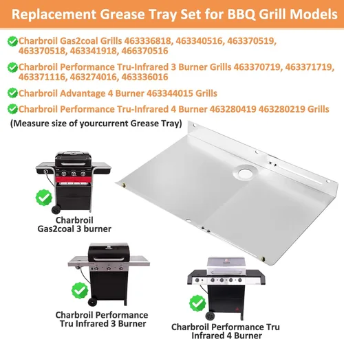 Miniatura 3 de AJinTeby Bandeja de grasa de gas para parrilla de repuesto para quemador Charbroil 3/4, protector térmico de grasa ajustable para Charbroil Gas2coal