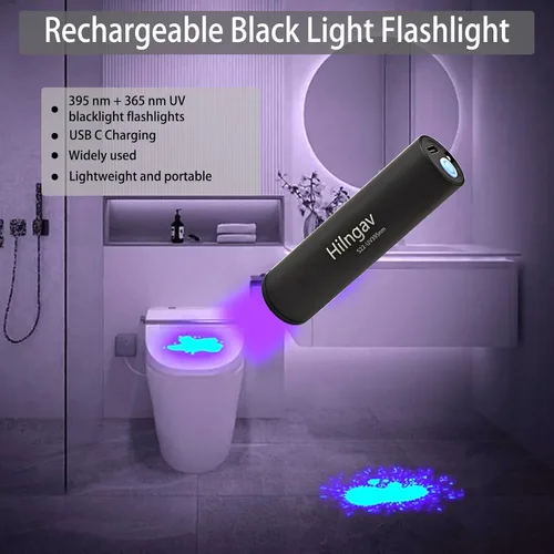 Miniatura 2 de 4 Pack de linternas recargables de luz negra pequeña UV, luz negra mini 395 NM 365 NM, linternas de luz negra USB C de carga, linterna de mano LED