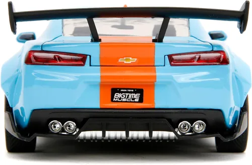 Miniatura 4 de Jada Toys Big Time Muscle 1:24 2016 Chevy Camaro SS Widebody Gulf - Coche fundido a presión, juguetes para niños y adultos (azul/naranja)