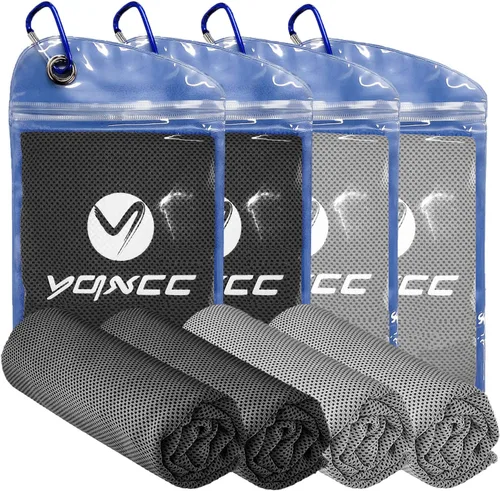 YQXCC Toallas refrescantes | Paquete de 4 unidades de 47 x 12 pulgadas | Hielo fresco para cuello | Microfibra suave transpirable | para yoga, Gris