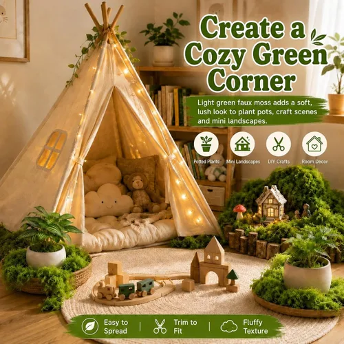 Miniatura 4 de Musgo verde falso de 3.53 onzas – Musgo artificial de MAQIHAN para plantas de interior, césped sintético para macetas, decoración de césped falso