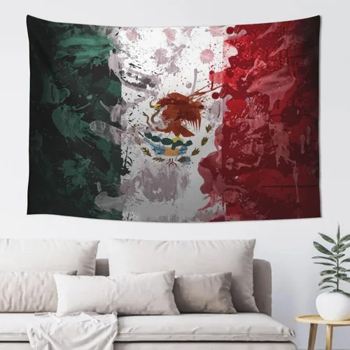 Miniatura 18 de JUHIOPOI Tapiz de pared con bandera de México, arte nocturno mexicano para decoración de pared lateral de dormitorio, (60 x 40 pulgadas)
