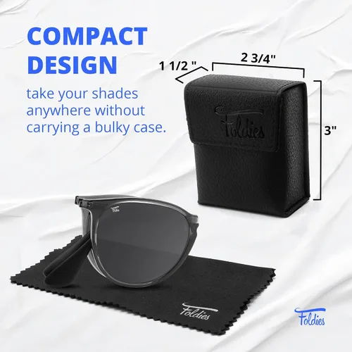Miniatura 6 de Foldies Gafas de sol plegables polarizadas revestimiento de lente resistente a los arañazos marco plegable funda de cuero de primera calidad Milanos