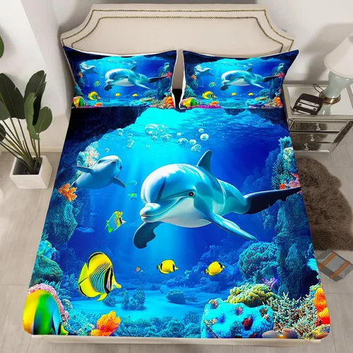 Miniatura 10 de Erosebridal Sábana bajera ajustable de mariposa azul, tamaño individual, sábanas estéticas de mariposas voladoras para niños, juegos de ropa de cama