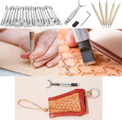 Miniatura 3 de Kit de herramientas de trabajo de cuero Dorhui con bolsa de almacenamiento personalizada, herramientas de estampado de cuero, fabricación artesanal
