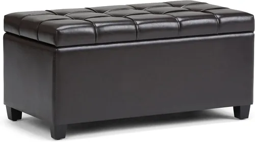 Miniatura 18 de SIMPLIHOME Sienna - Banco otomano de almacenamiento, 33 pulgadas de ancho, tapizado de tela con aspecto de lino, banco otomano rectangular