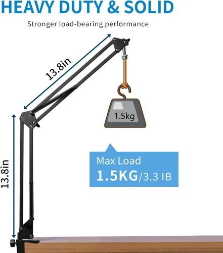 Miniatura 4 de FEELWORLD AMS1 Brazo de micrófono ajustable, soporte de micrófono con tornillo de 3/8" a 5/8", compatible con PM1 y otros micrófonos para podcast
