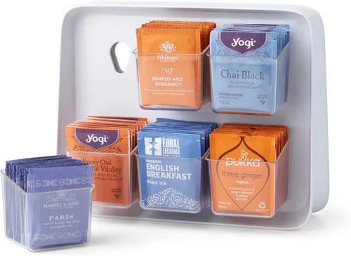 Miniatura 8 de YouCopia TeaStand - Organizador de bolsas de té con compartimentos desmontables transparentes, organizador de almacenamiento para gabinete