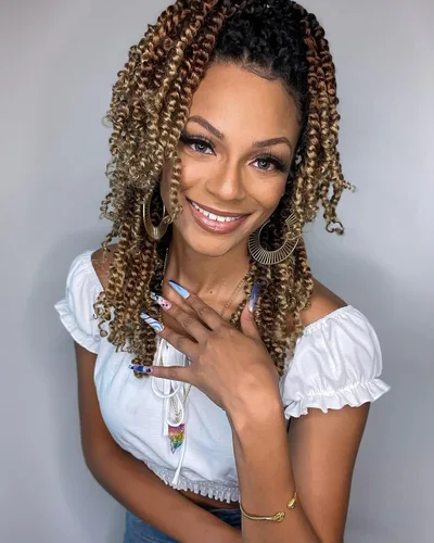 Miniatura 18 de 8 paquetes de extensiones de cabello sintético pretrenzado y prerrizado de ganchillo de 14 pulgadas, con rizos de pasión, para mujeres negras