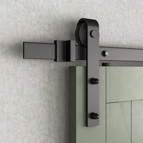 Miniatura 2 de SMARTSTANDARD Perchas de hardware para puerta corrediza de granero, 2 piezas (negro) (perchas en forma de J)