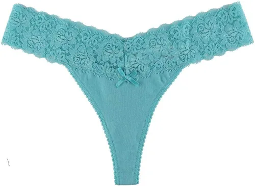 Miniatura 5 de Tangas de algodón para mujer, variedad de tangas con ribete de encaje, paquete de 10 unidades de calzones tangas