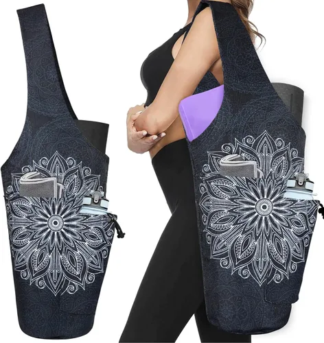 Bolsa para Esterilla de Yoga - Bolsa Transportadora Tipo Tote Larga de Gran Apertura para Esterilla de Yoga con Bolsillo Impermeable con Cremallera