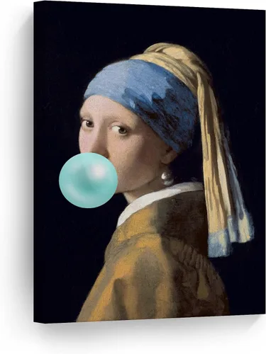 Miniatura 10 de Smile Art Design Obra maestra de Leonardo Da Vinci Mona Lisa - Lienzo impreso en lienzo con diseño de chicles rosados, pinturas famosas, arte