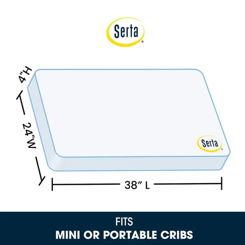 Miniatura 3 de Delta Children Serta SleepTrue Colchón para Mini Cuna, Núcleo de Fibra Premium de Origen Sostenible, Funda Hipoalergénica e Impermeable, Certificado