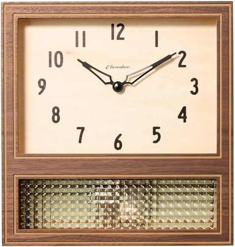 Miniatura 9 de Reloj de pared con péndulo, reloj de escritorio japonés hecho a mano con madera maciza de haya, roble y nogal, sin tictac, funciona