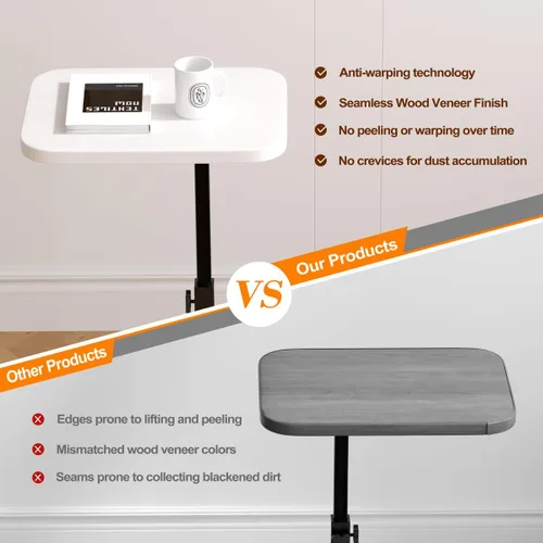 Miniatura 5 de Mesa auxiliar ajustable para TV, mesa auxiliar en forma de C, mesita de noche pequeña, mesita de noche moderna de mediados de siglo para sala