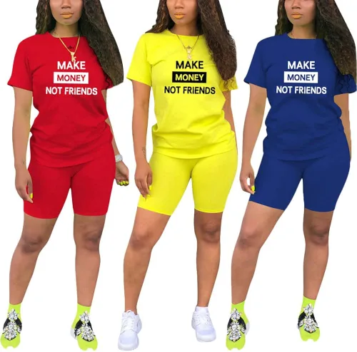 Miniatura 3 de PINSV Conjunto de 2 piezas, ajustado, con pantalón corto, de verano, para entrenamiento, para mujer