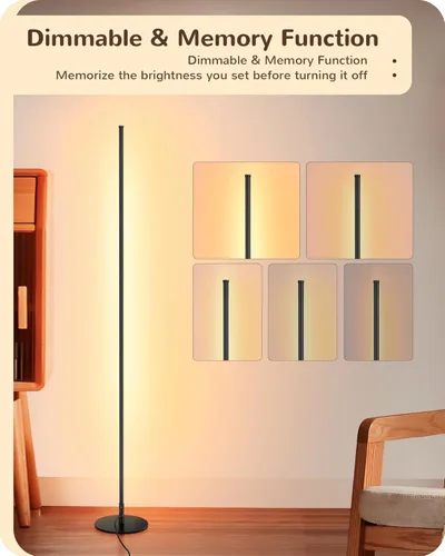 Miniatura 3 de EDISHINE Lámparas de pie para sala de estar, lámpara de esquina con control remoto y interruptor de pie, lámpara de pie regulable del 10% al 100%