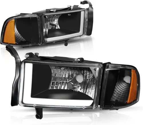 Miniatura 17 de Auto Dynasty Conjunto de Faros LED DRL Compatible con Dodge Ram 1500 2500 3500 de 1994-2002, 4 Piezas Faros Halógenos de Repuesto con Doble Luz