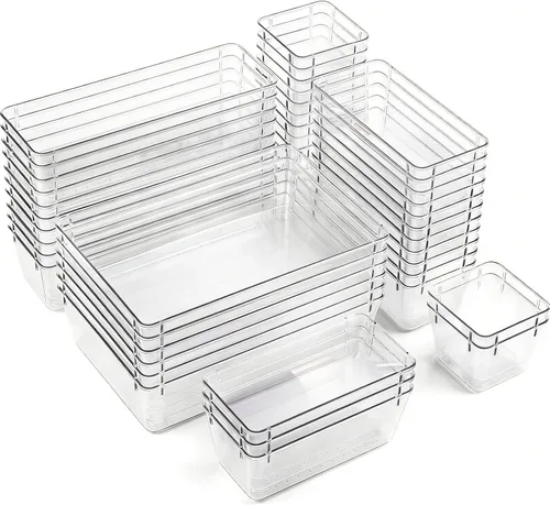Miniatura 9 de Bandejas organizadoras de cajones de acrílico transparente, organizador de cajas de basura de 5 tamaños, contenedor de almacenamiento pequeño