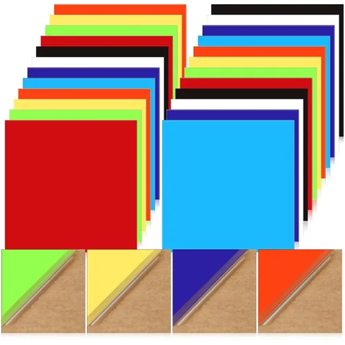 24 hojas acrílicas fundidas de 8 x 8 pulgadas, 0.08 pulgadas de grosor (0.079 in), hojas acrílicas opacas de color de corte láser de plástico