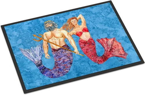 Caroline's Treasures 8801MAT - Felpudo de sirena y merman de 18 x 27 pulgadas, para interiores y exteriores, para entrada, antideslizante, lavable,