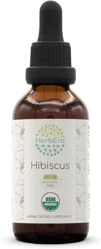 Hibiscus B60 USDA - Tintura orgánica | Extracto sin alcohol, gotas de hierbas de alta potencia | Hibisco orgánico certificado (Hibiscus Sabdariffa)