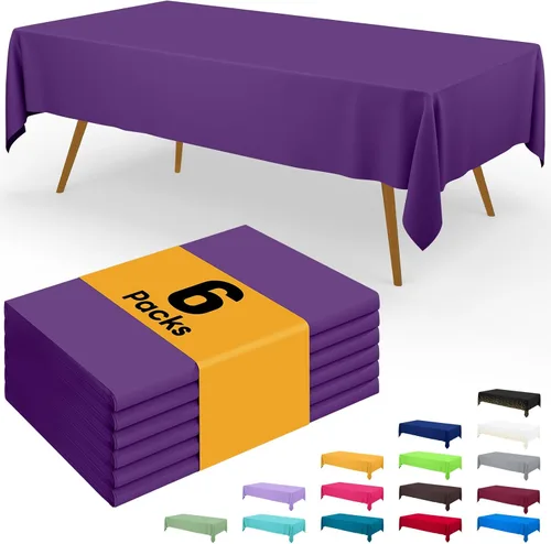 Miniatura 54 de Smiry - Juego de 6 manteles desechables, 54 x 78 pulgadas, manteles impermeables rectangulares para fiestas, cubierta de mesa de plástico