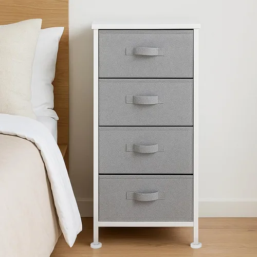 Amazon Basics - Organizador de tela con 4 cajones para armario, color blanco.