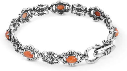 Miniatura 30 de American West Jewelry Pulsera de plata de ley con piedras preciosas de eslabones de concha, tallas pequeñas a grandes