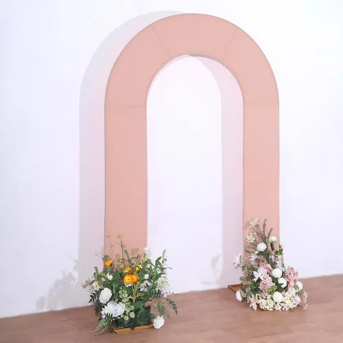 Miniatura 15 de Efavormart - Funda de arco abierto de elastano beige de 7 pies, doble cara, ajuste cómodo, en forma de U, para bodas escandalosas y decoración
