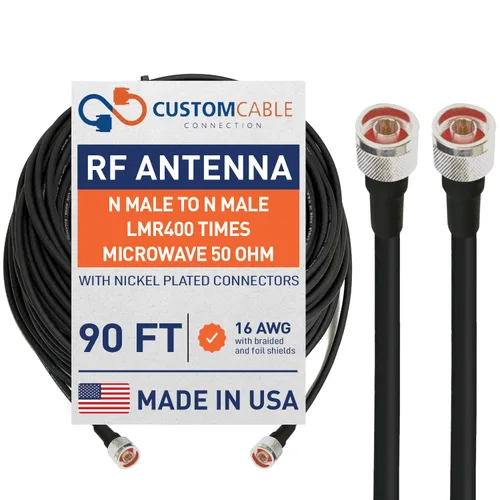 Miniatura 10 de Custom Cable Connection Cable de antena coaxial de baja pérdida de 3 pies N macho a N macho LMR400 veces para microondas de 50 ohmios