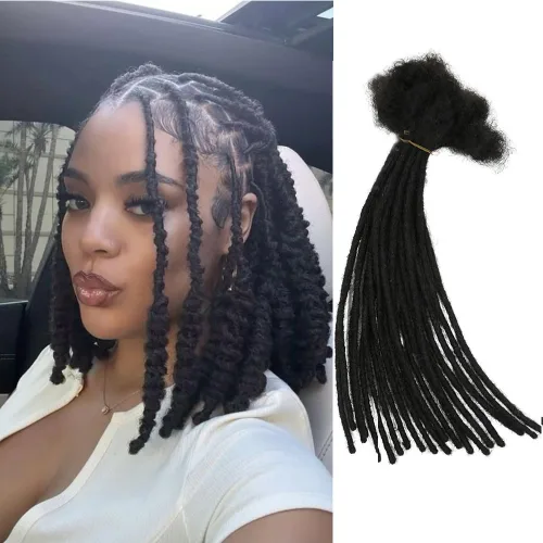Miniatura 21 de 0.2 in y 0.2 in de ancho, 4-14 pulgadas de 10, 30, 60, 100 hebras de extensiones de cabello humano 100% real para hombres/mujeres/niños, paquetes