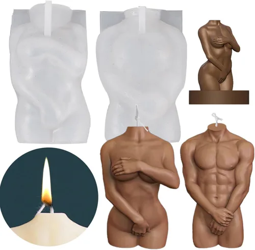 2 moldes de vela de resina de silicona para cuerpo humano, forma de cuerpo 3D, para mujeres y hombres, moldes de vela con forma de cuerpo, arte