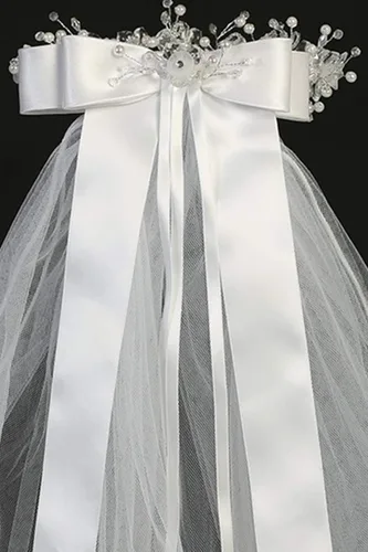 Miniatura 2 de Vela de comunión con flores de organza y diamantes de imitación.