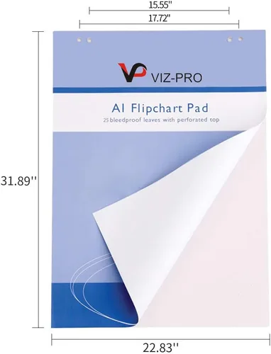 Miniatura 2 de VIZ-PRO Almohadillas de caballete estándar, bloc de papel A1, 23 x 32 pulgadas, 25 hojas/bloc