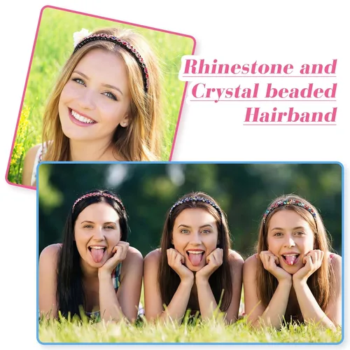 Miniatura 2 de Syhood 8 diademas de diamantes de imitación con peine de dientes para mujer, diadema de ondas de cristal de flores, diadema de peine de dientes