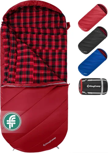 Miniatura 10 de KingCamp Sleeping Bag for Adults Big and Tall, Cold Weather Camping Sleeping Bag with Soft 100% Cotton Flannel Lining, Portable Lightweight Outdoor