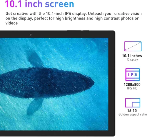 Miniatura 3 de Tableta Android, tabletas de 10 pulgadas con funda, 6 GB de RAM+64 GB de ROM/1 TB Tableta expandible, procesador de cuatro núcleos de 1.8 GHz