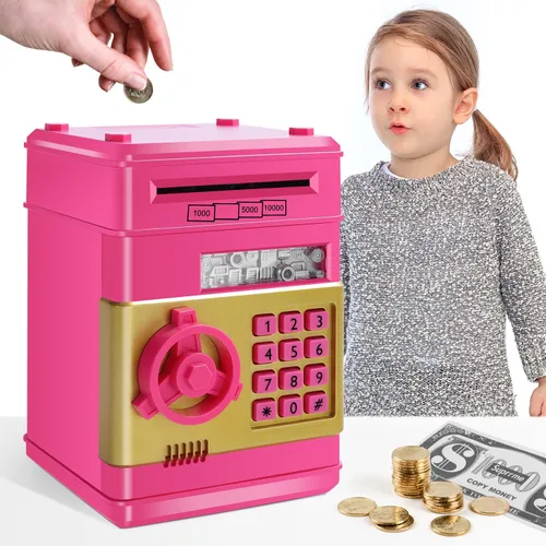 Miniatura 13 de GuDoQi alcancía para niños electrónicos, alcancía de monedas y dinero, juguete para niños de 3 a 10 años, mini cajero automático, caja de ahorro