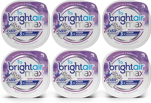 Miniatura 5 de Bright Air Gel eliminador de olores máximo de 8 onzas, para espacios de tamaño mediano, aroma a lavanda silvestre, caja de 6, dura hasta 60 días
