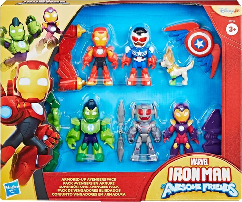 Miniatura 5 de Marvel Iron Man and his Awesome Friends Armored-Up Avengers Pack, figuras de acción de 3 pulgadas (3.0 in), juegos de juguete para niños y niñas, a