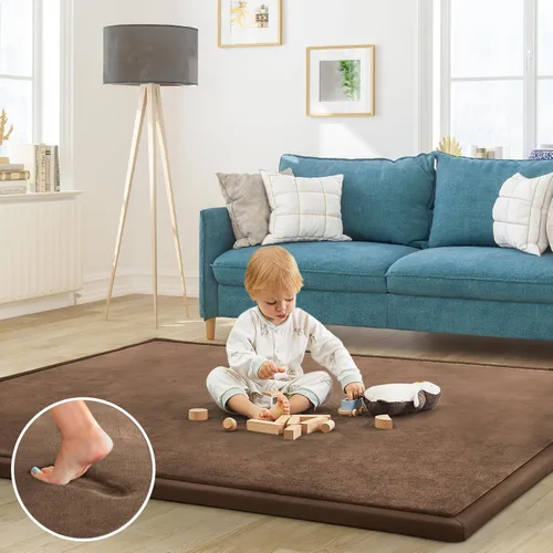 Miniatura 18 de Alfombra de juego para acostar al bebé, alfombrilla para guardería, tapete tipo tatami de espuma viscoelástica de 1.3 pulgadas de grosor, para bebés