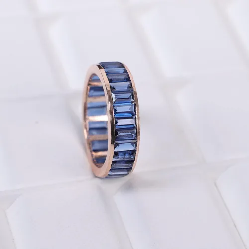 Miniatura 2 de KANISHKA GEMS JEWELS - Banda de zafiro completa a juego para mujer, joyería chapada en oro rosa, regalo de dama de honor, piedra de nacimiento