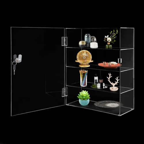 Miniatura 7 de Vitrina de acrílico transparente, vitrina transparente de 4 capas para encimera, vitrina de protección con cerradura para juguetes coleccionables